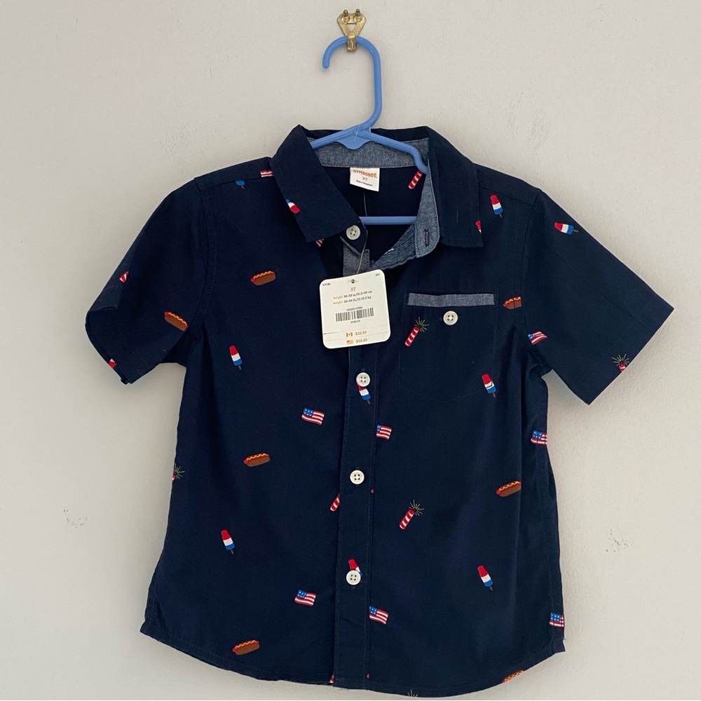 NWT - Gymboree Patriotic Button Down Shirt - 3T